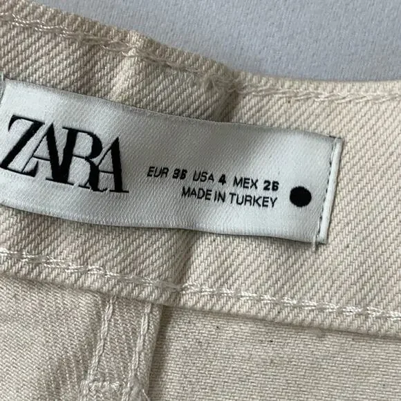 Zara Women Gold Jeans Size 4 Metallic Straight Leg Pant 32" - Picture 4 of 8